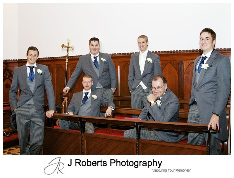 Groomsmen being serious pre wedding - sydney wedding photography
